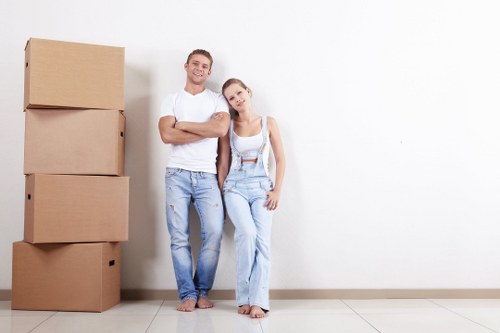 Removal van Brompton service introduction with moving boxes and vehicle
