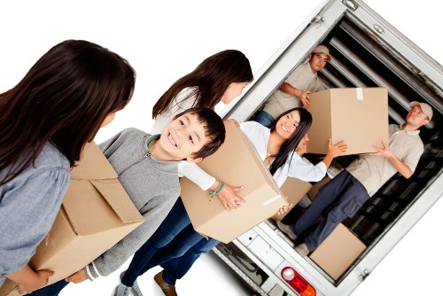 Removal van and moving boxes for a Brompton home relocation