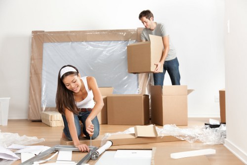 Removal van Brompton team preparing goods safely for transport