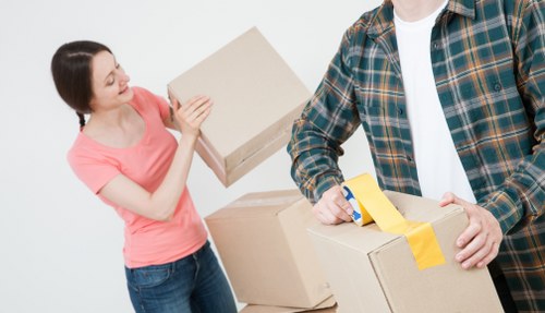 Professional packing boxes prepared for a Brompton home move