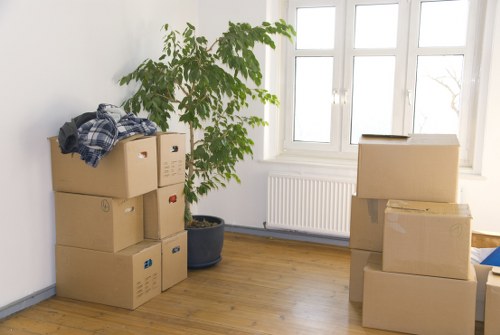 Student boxes and luggage ready for transport and storage