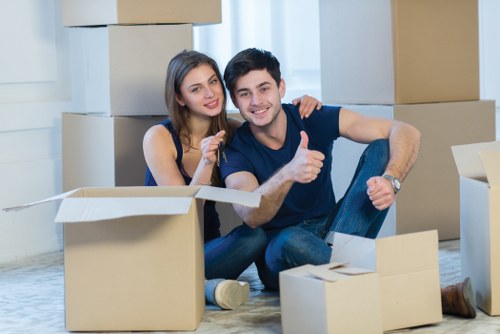 Household items prepared for charity donation during a move