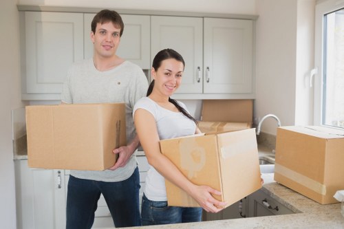 Careful loading of boxes and household items for a same day Brompton move